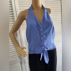 INTERMIX Periwinkle Blue Halter Tie-Front Camisole